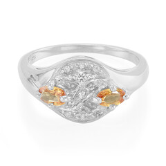 Oranger Saphir-Silberring