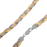 Design-Silbercollier - 11,2 g - 42 cm - dreifarbig