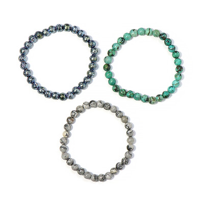 3er Set Edelstein-Armbänder