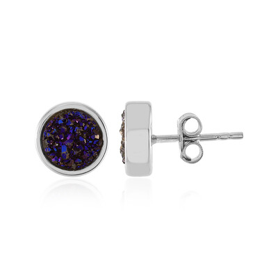 Lavendel-Glitzer-Achat-Silberohrringe