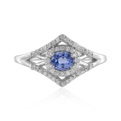 Nicht erhitzter Blauer Ceylon-Saphir-Silberring