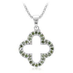 Waldgrüner Diamant-Silberhalskette