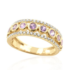 Nicht erhitzter Purpurfarbener Ceylon-Saphir-Goldring