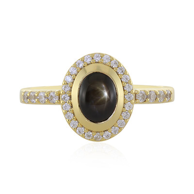 Schwarzer Stern-Saphir-Silberring