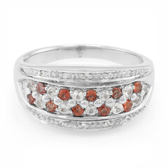 Oranger Saphir-Silberring