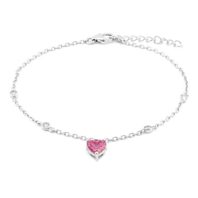 Pinkfarbener Topas-Silberarmband