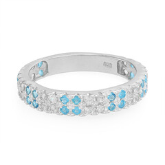 Neonblauer Apatit-Silberring