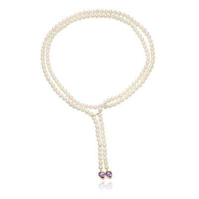 Weiße Süßwasserzuchtperlen-Goldcollier (Michelle Albala)