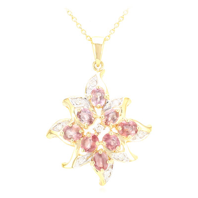 Nicht erhitzter Padparadscha-Saphir-Goldhalskette (AMAYANI)