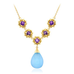 Aqua-Chalzedon-Silbercollier