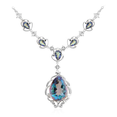 Blauer Mystik-Quarz-Silbercollier