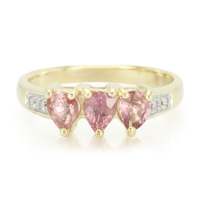 Nicht erhitzter Padparadscha-Saphir-Goldring