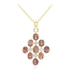 Nicht erhitzter Padparadscha-Saphir-Goldhalskette