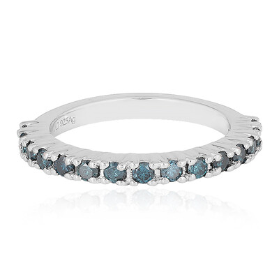 Blauer I3 Brillant-Silberring