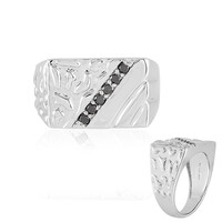 Schwarzer Brillant-Herren-Silberring