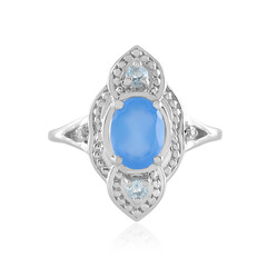 Blauer Chalzedon-Silberring