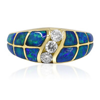 Lightning Ridge-Schwarzer Opal-Goldring (CIRARI)