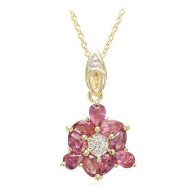 Nicht erhitzter Padparadscha-Saphir-Goldhalskette