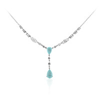 Blauer Pastell-Quarz-Silbercollier