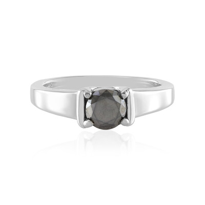 Schwarzer Brillant-Silberring