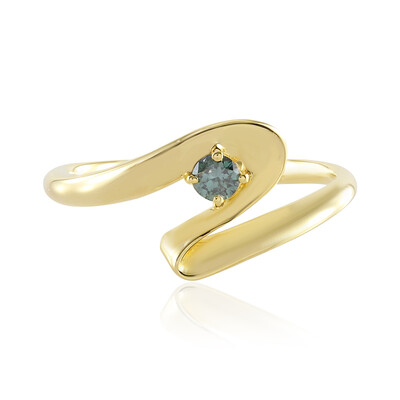 Blauer I2 Brillant-Silberring
