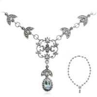 Himmelblauer Topas-Silbercollier