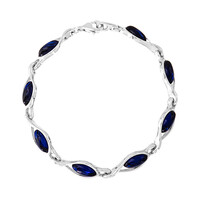 Blauer Kolumbianischer Bernstein-Silberarmband