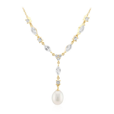 Weiße Süßwasserzuchtperlen-Silbercollier