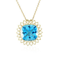 Schweizblauer Topas-Goldhalskette (Ornaments by de Melo)