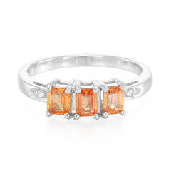 Oranger Saphir-Silberring