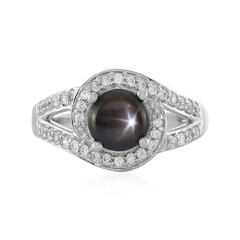 Schwarzer Stern-Saphir-Silberring