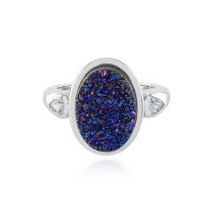 Blauer Glitzer-Achat-Silberring