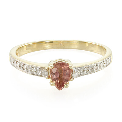 Nicht erhitzter Padparadscha-Saphir-Goldring
