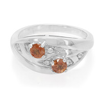 Oranger Saphir-Silberring