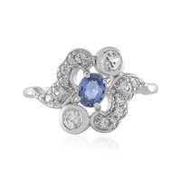 Nicht erhitzter Blauer Ceylon-Saphir-Silberring