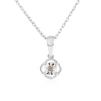 I3 Champagner-Diamant-Silberhalskette