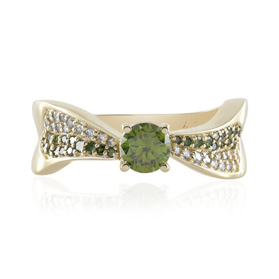 Grüner SI2 Brillant-Goldring (de Melo)