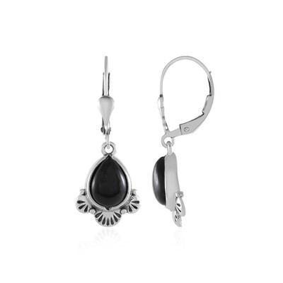 Schwarzer Onyx-Silberohrringe (Desert Chic)