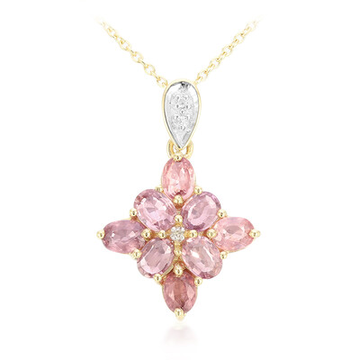 Nicht erhitzter Padparadscha-Saphir-Goldhalskette (AMAYANI)