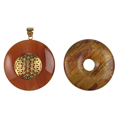 Donutset Karneol und Versteinertes Holz