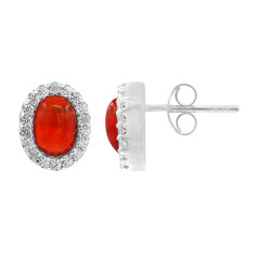 Äthiopischer Roter Opal-Silberohrringe