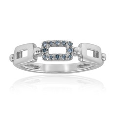 Himmelblauer I2 Diamant-Silberring