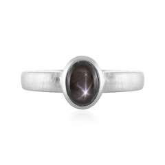 Schwarzer Stern-Saphir-Silberring