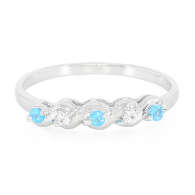 Neonblauer Apatit-Silberring