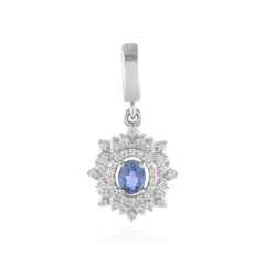 Nicht erhitzter Blauer Ceylon-Saphir-Silberanhänger