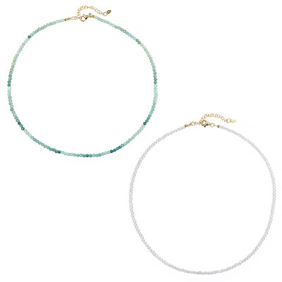 2er Set Edelstein-Silberhalsketten