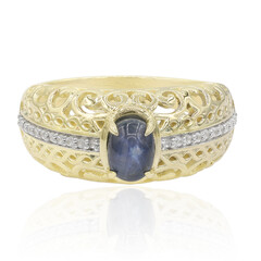Blauer Stern-Saphir-Herren-Goldring