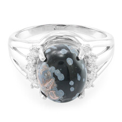 Schneeflocken-Obsidian-Silberring