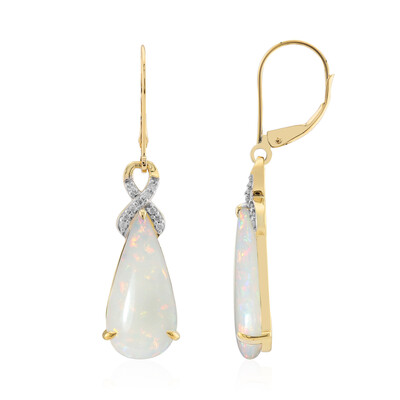 Brasilianischer Weißer Opal-Goldohrringe