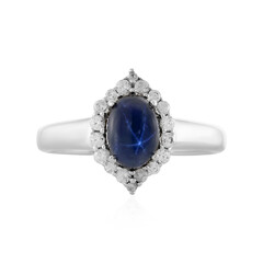 Blauer Stern-Saphir-Silberring